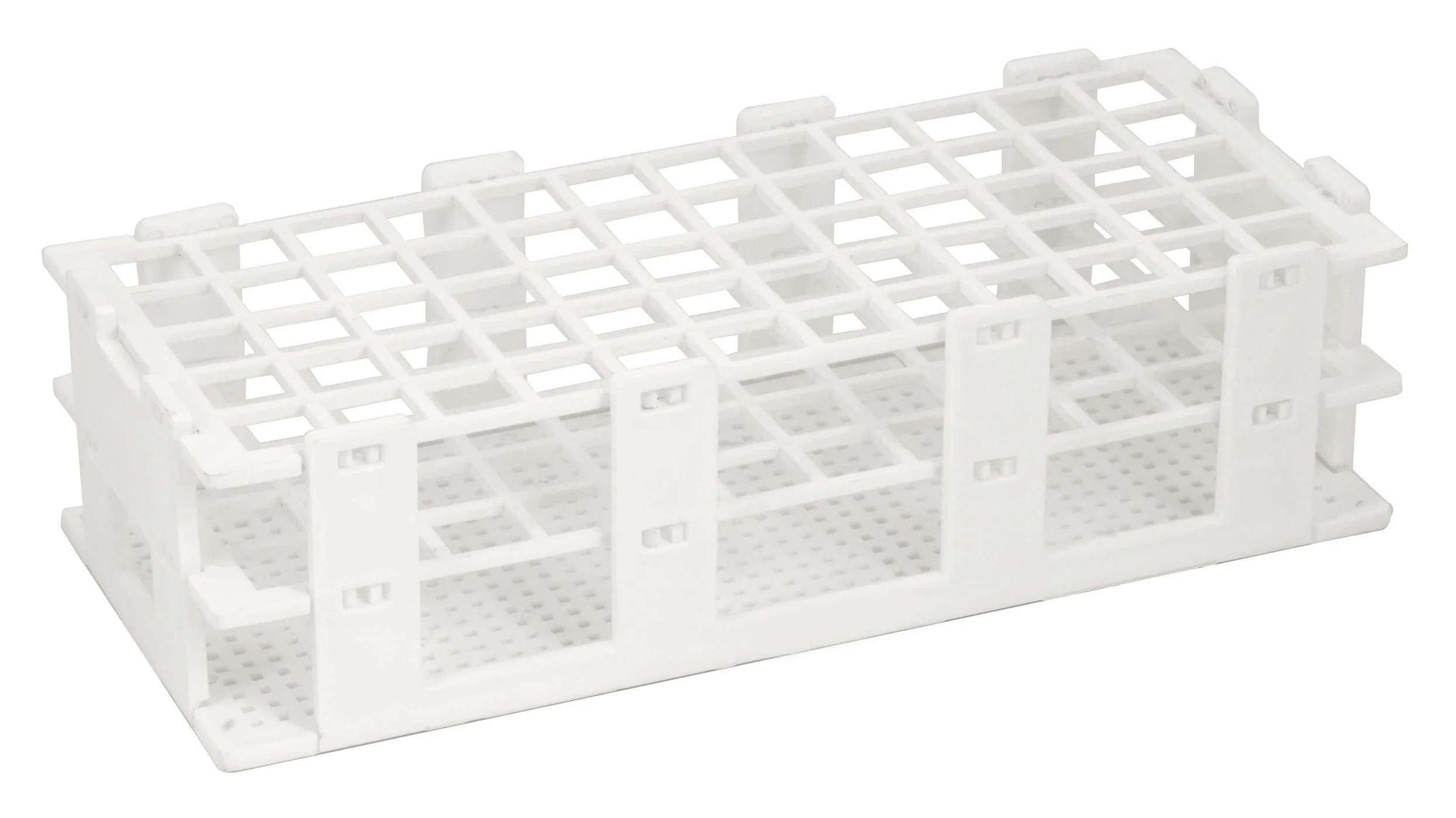 Test Tube Rack, Poly Prop, 16mm Dia Hole, 60 holes (5x12), Red